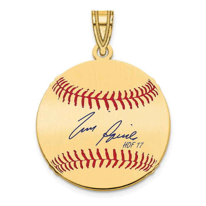 Gold-plating over Sterling Silver Tim Raines Hall of Fame Signature Small Epoxy Baseball Pendant
