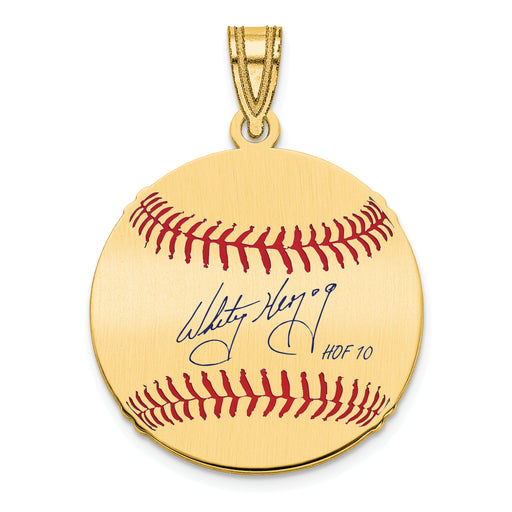 Gold-plating over Sterling Silver Whitey Herzog Hall of Fame Signature Small Epoxy Baseball Pendant
