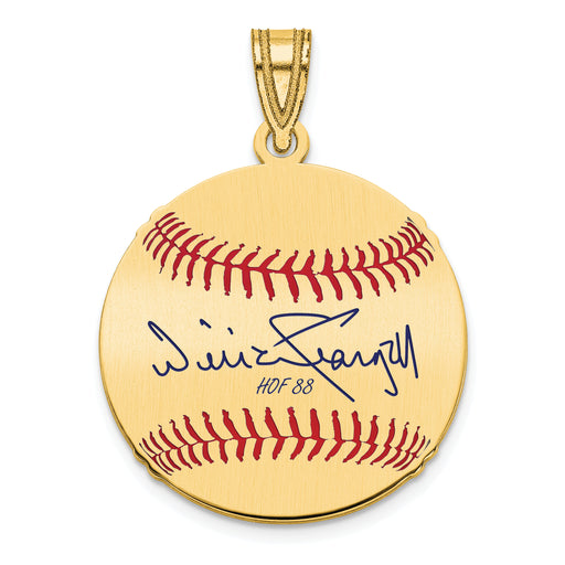 Gold-plating over Sterling Silver Wilver WILLIE Stargell Hall of Fame Signature Small Epoxy Baseball Pendant