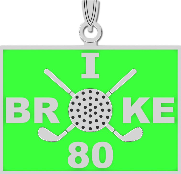 Sterling Silver I Broke 80 Golf Pendant