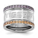 Stainless Steel Collegiate Louisiana State U Crystal Stacked Ring Set