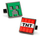 The Minecraft Creeper and TNT Gunmetal Cufflinks feature pixel art designs—a green Creeper and a red TNT block—making them a must-have accessory for any Minecraft fan.