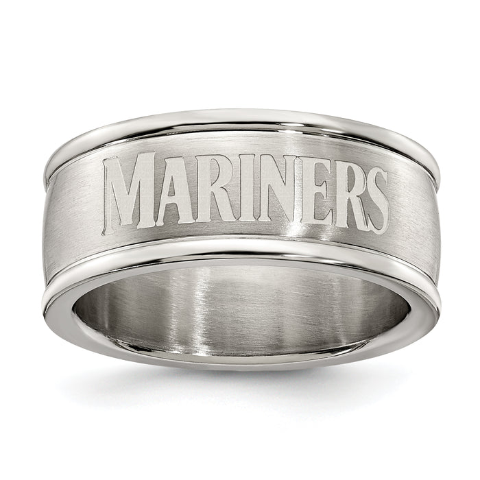 SEATTLE MARINERS STAINLESS STEEL LOGO BAND RING SIZE 6