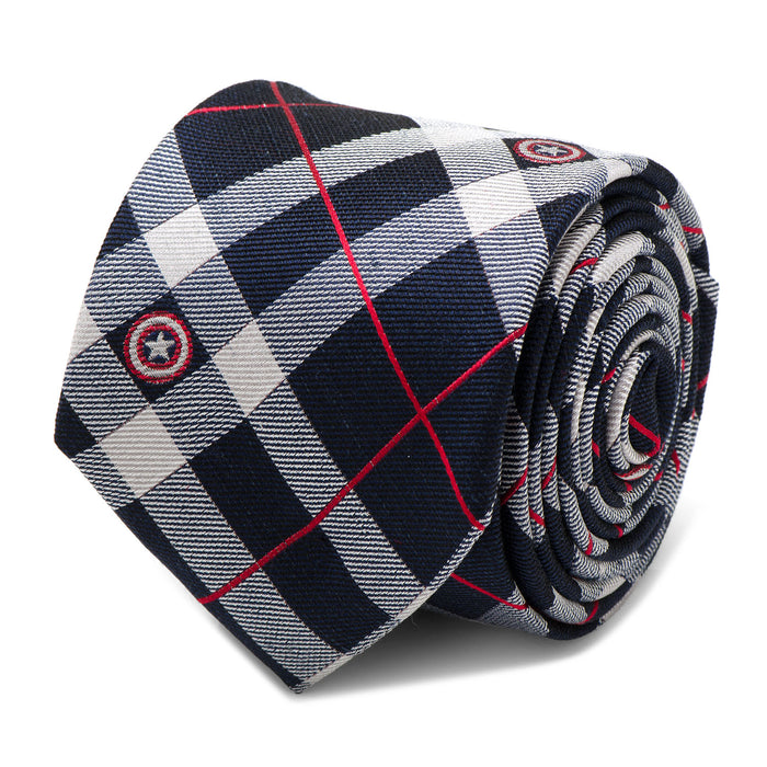 Captain America Blue Plaid Tie