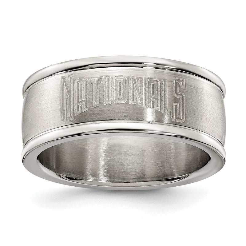 WASHINGTON NATIONALS STAINLESS STEEL LOGO BAND RING SIZE 9