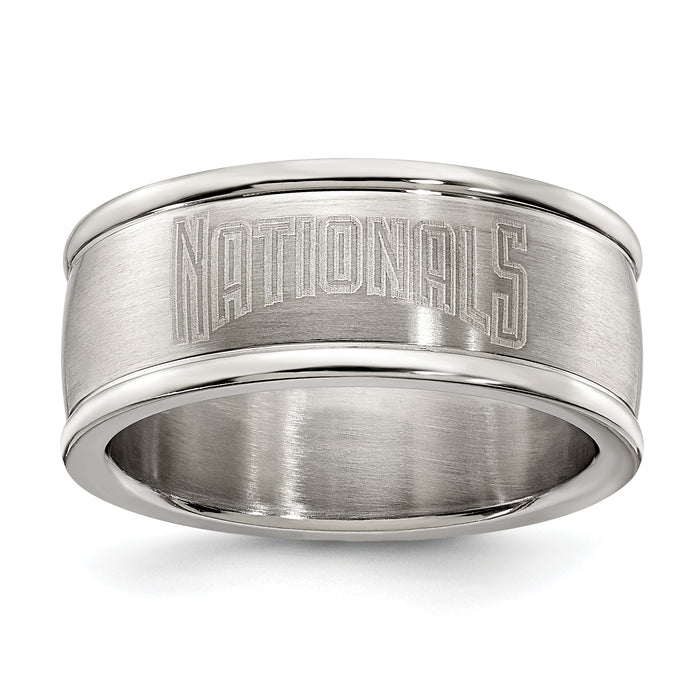 WASHINGTON NATIONALS STAINLESS STEEL LOGO BAND RING SIZE 8