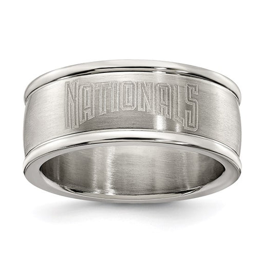 WASHINGTON NATIONALS STAINLESS STEEL LOGO BAND RING SIZE 6