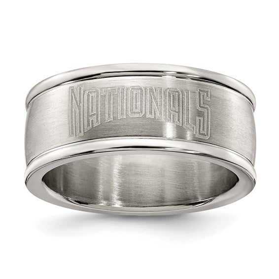 WASHINGTON NATIONALS STAINLESS STEEL LOGO BAND RING SIZE 6