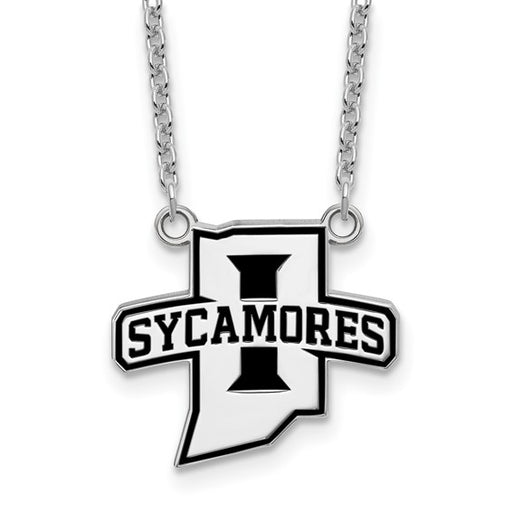 The Sterling Silver Indiana State Enamel Pendant w/Necklace features a detailed Indiana-shaped design, accented with enamel for a bold look. It’s the perfect accessory for showing off your Hoosier pride.