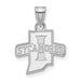 A sterling silver SS Indiana State U Small Pendant shaped like Indiana, featuring a bold "I" and "SYCAMORES"—an ideal jewelry piece for Indiana State University fans, crafted by LogoArt.