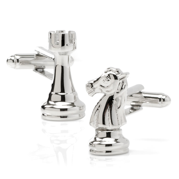 Knight and Rook Chess Piece Cufflinks