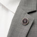 Inter Miami CF Lapel Pin pictured on the lapel on a suit jacket.