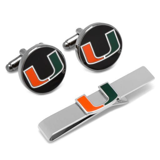 Miami Hurricanes Cufflinks and Tie Bar Gift Set