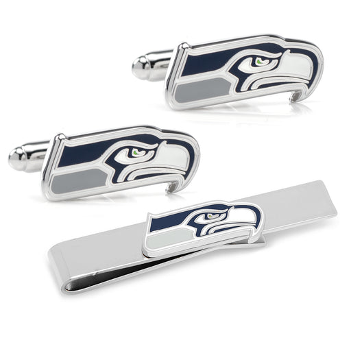 Seattle Seahawks Cufflinks and Tie Bar Gift Set