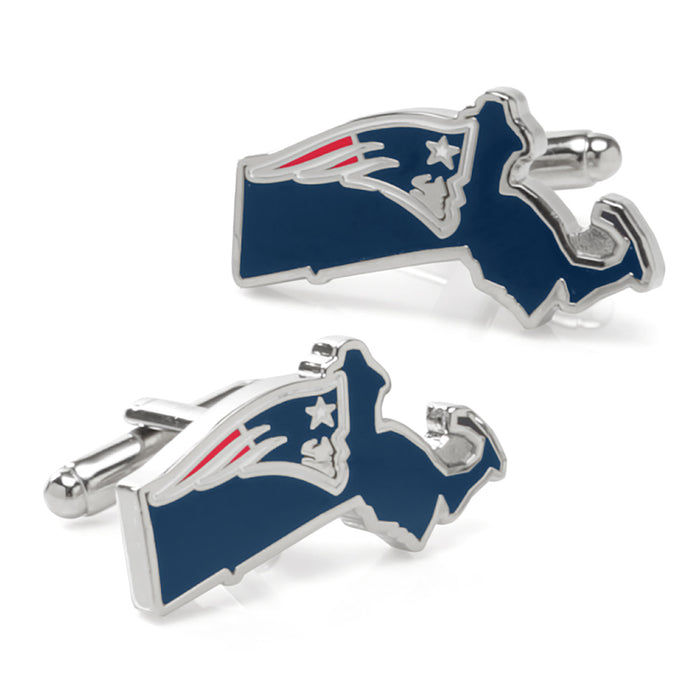 New England Patriots State Shaped Cufflinks