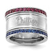 Stainless Steel MLB Philadelphia Phillies Polished & Satin Crystal Stacked Ring Set