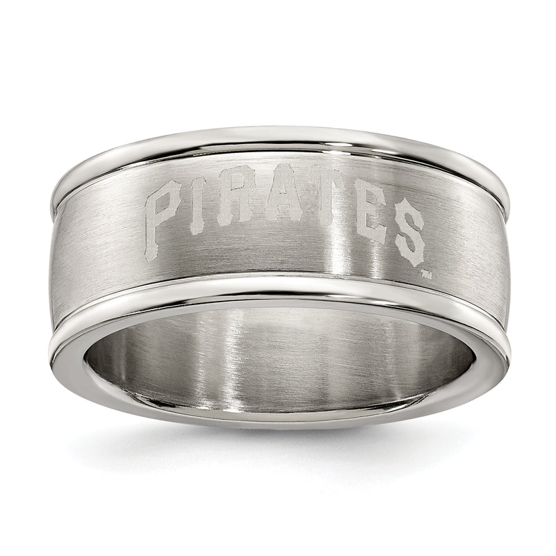 PITTSBURGH PIRATES STAINLESS STEEL LOGO BAND RING SIZE 6