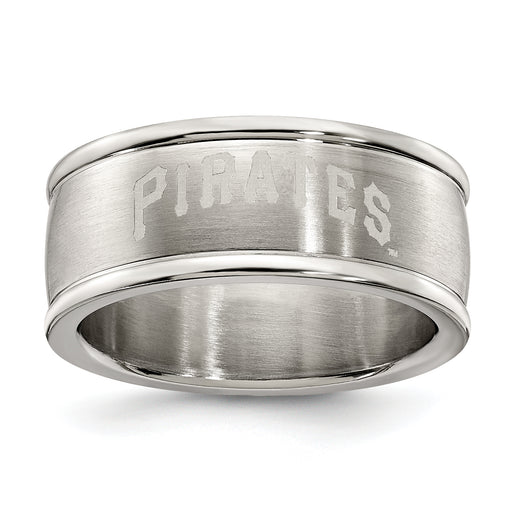 PITTSBURGH PIRATES STAINLESS STEEL LOGO BAND RING SIZE 6
