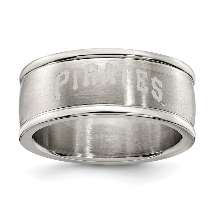PITTSBURGH PIRATES STAINLESS STEEL LOGO BAND RING SIZE 7
