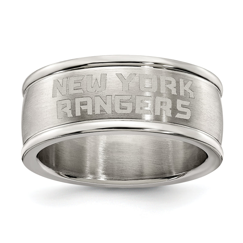NEW YORK RANGERS STAINLESS STEEL LOGO BAND RING SIZE 7