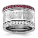 Stainless Steel NHL Detroit Red Wings Crystal Triple Ring Set