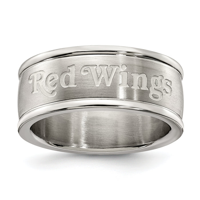 DETROIT RED WINGS STAINLESS STEEL LOGO BAND RING SIZE 7