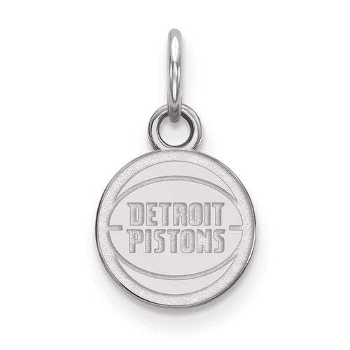 Silver pendant with 'Detroit Pistons' engraving on a white background