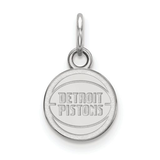 Silver pendant with 'Detroit Pistons' engraving on a white background