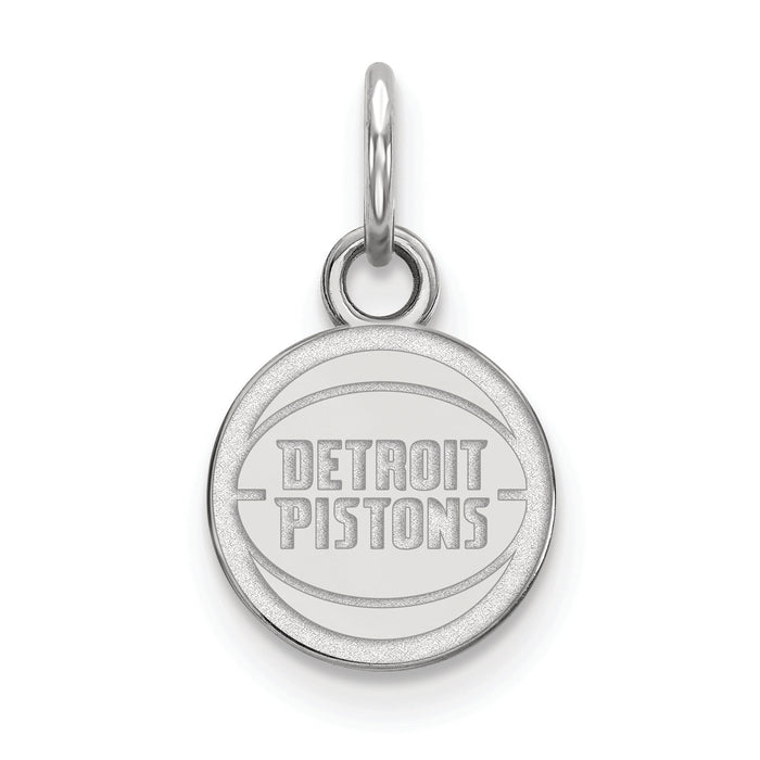 Silver pendant with 'Detroit Pistons' engraving on a white background