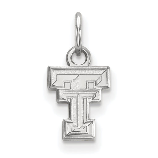 Sterling Silver Rhodium-plated LogoArt Texas Tech University T-T Extra Small Pendant