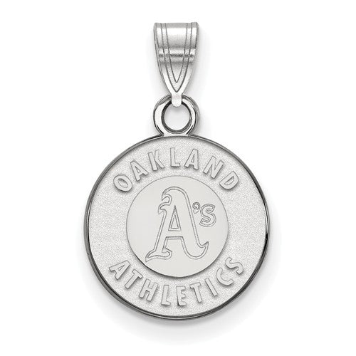 The SS MLB Oakland Athletics Circle Medium Pendant features the team’s “A’s” logo at the center with “OAKLAND ATHLETICS” engraved around it—an essential sterling silver jewelry piece for any fan.