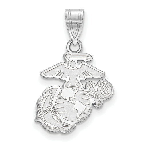 Sterling Silver Rh-Plat Medium U.S. Marine Corps Pendant