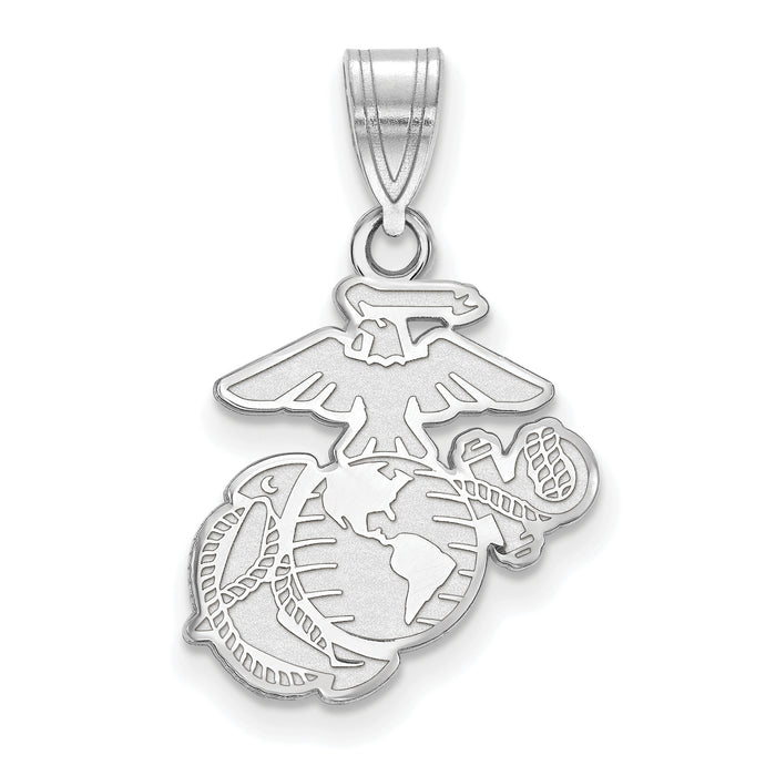 Sterling Silver Rh-Plat Medium U.S. Marine Corps Pendant