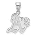 The SS MLB Oakland Athletics Circle Medium Pendant by LogoArt features a sterling silver design with the team's logo, crafted in a circular shape and hanging from a simple metal loop.