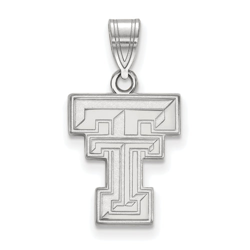 Sterling Silver Rhodium-plated LogoArt Texas Tech University T-T Medium Pendant