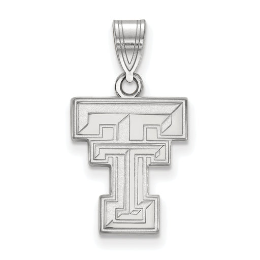 Sterling Silver Rhodium-plated LogoArt Texas Tech University T-T Medium Pendant