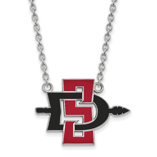 Sterling Silver San Diego State Univ Lg Pendant w/Necklace