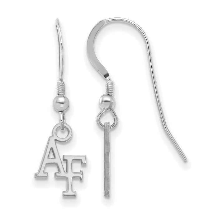 Sterling Silver Rhodium-plated LogoArt United States Air Force Academy A-F Extra Small Dangle Wire Earrings