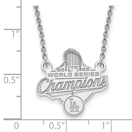 SS 2025 World Series Champions Los Angeles Dodgers Small Pendant w/ Neckla showing measurements