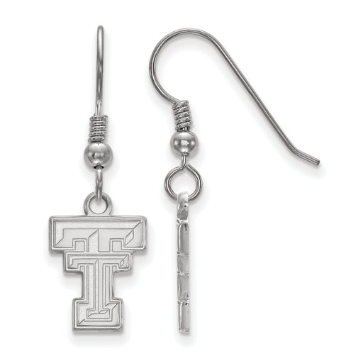 Sterling Silver Rhodium-plated LogoArt Texas Tech University T-T Small Dangle Wire Earrings