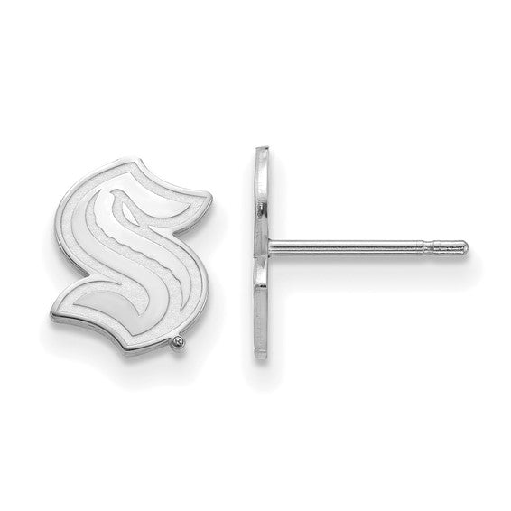 10k White Gold NHL LogoArt Seattle Kraken XS Post Earrings