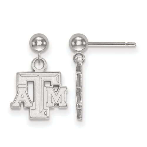 14kw Texas A and M University T-A-M Dangle Ball Post Earrings