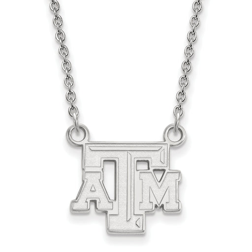 SS Texas A and M University T-A-M Small Pendant 18 inch Necklace