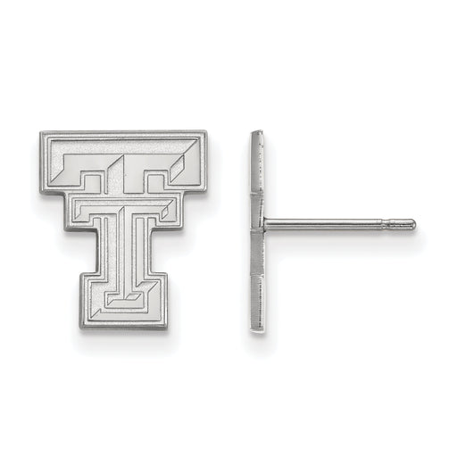 10k White Gold LogoArt Texas Tech University T-T Small Post Earrings