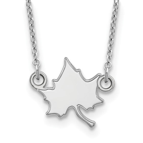 A 14k white gold necklace featuring a small Indiana State U interlocking IS pendant on a fine chain.