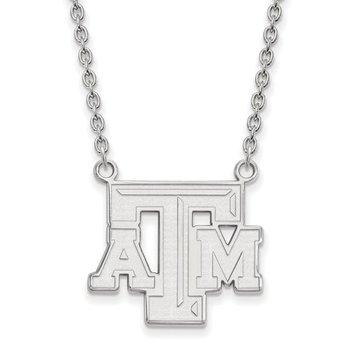 SS Texas A and M University T-A-M Large Pendant 18 inch Necklace