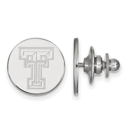 Sterling Silver Rhodium-plated LogoArt Texas Tech University T-T Lapel Pin