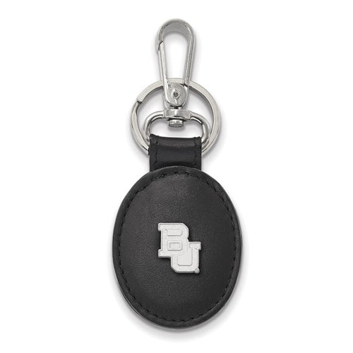 SS Baylor University Black Leather Oval Key Chain