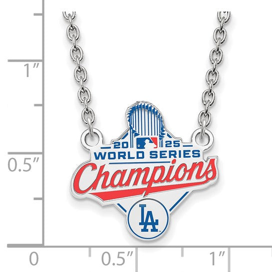 SS 2025 World Series Champions Los Angeles Dodgers Large Pendant w/ Neckla showing measurements