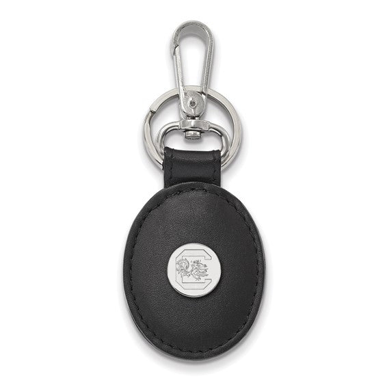 SS University of South Carolina Black Leather Oval Key Chain